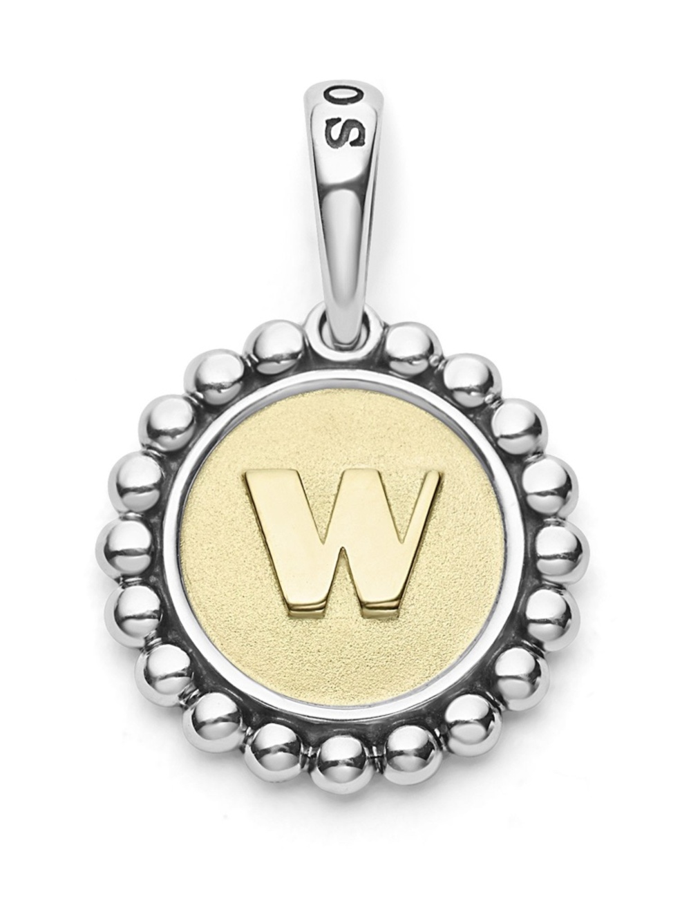 LAGOS Signature Caviar W Initial Charm Pendant Sterling Silver $850 NWOT